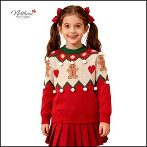 Girls Christmas Sweatshirt Crewneck Long Sleeve Pullover 3-8T